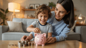 enfant tirelire parent