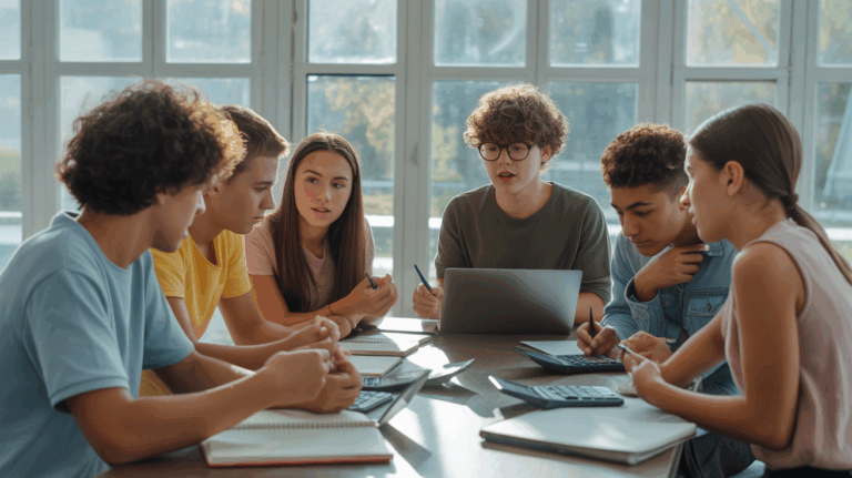 groupe divers adolescents finances