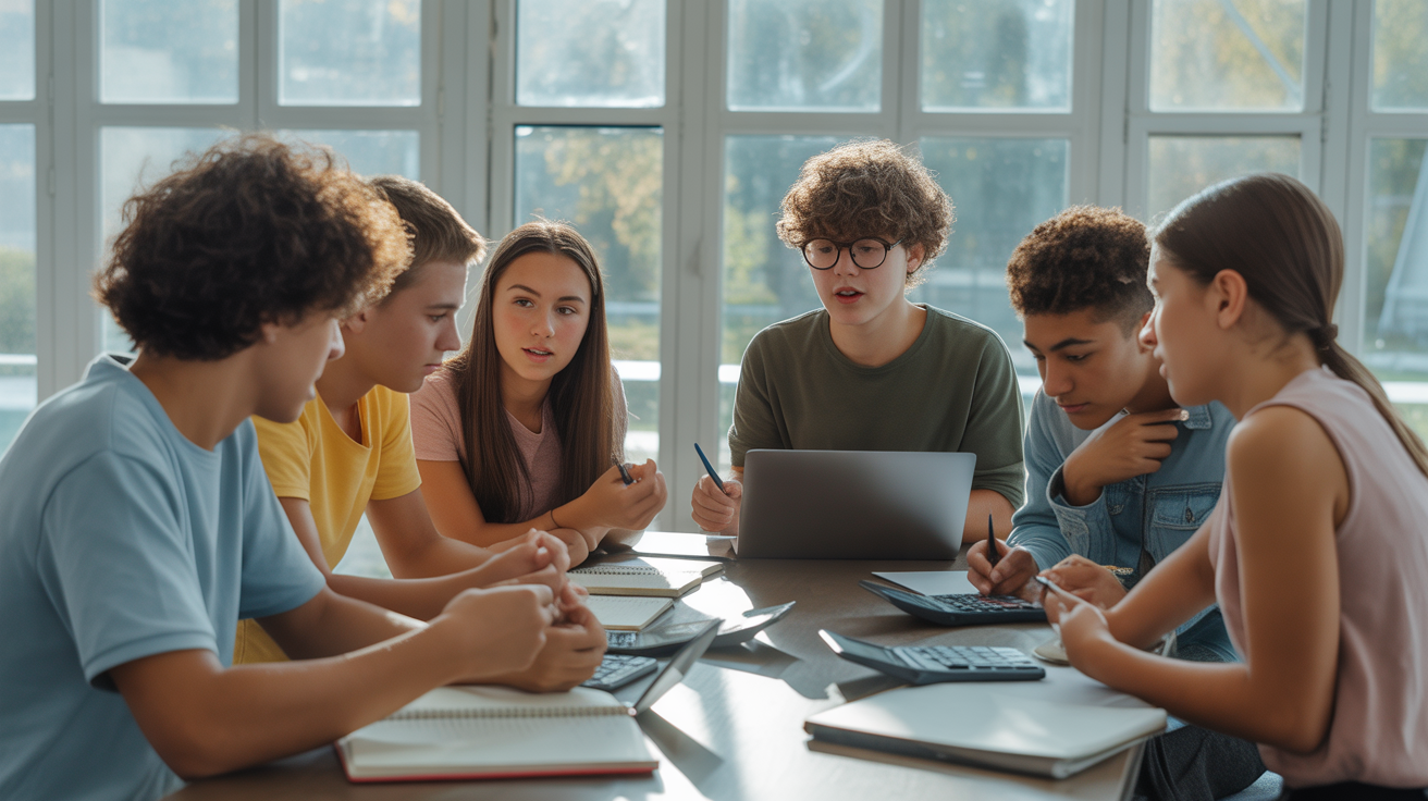 groupe divers adolescents finances