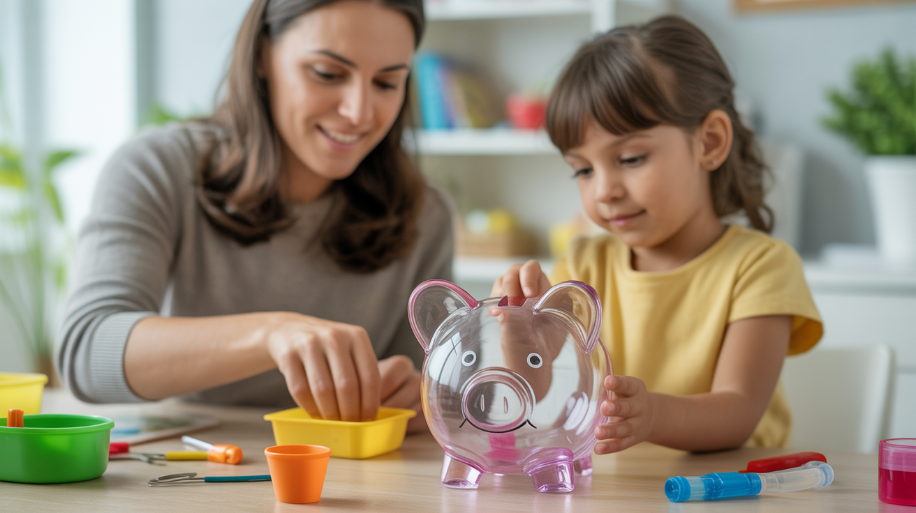 parent enfant bricolage banque