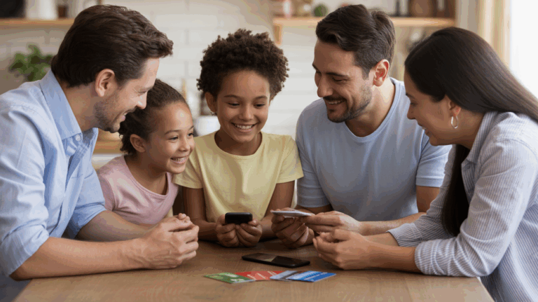 parents enfants discutant finances